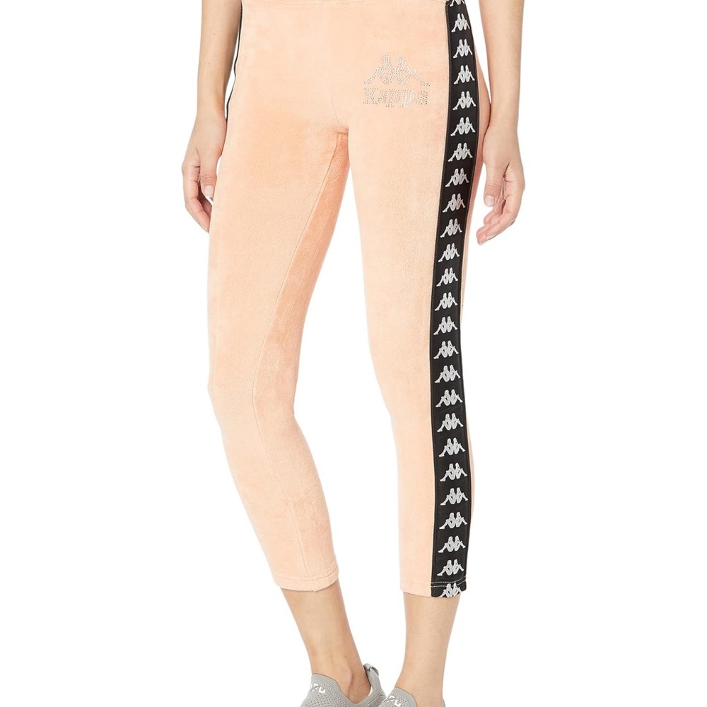 Kappa 222 Banda Stele Leggings Velvet/Velour Orange Peach Sz Small NWT